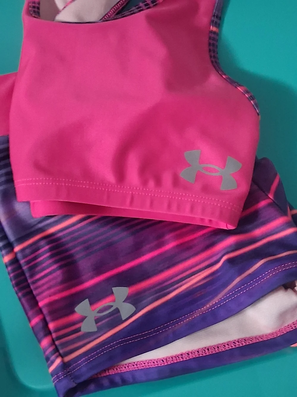 Under Armour Girls Pink and Purple Athletic Matching Set